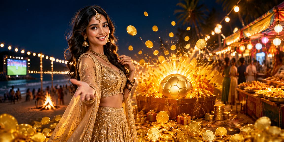 Indian woman enjoying casino games in traditional lehenga