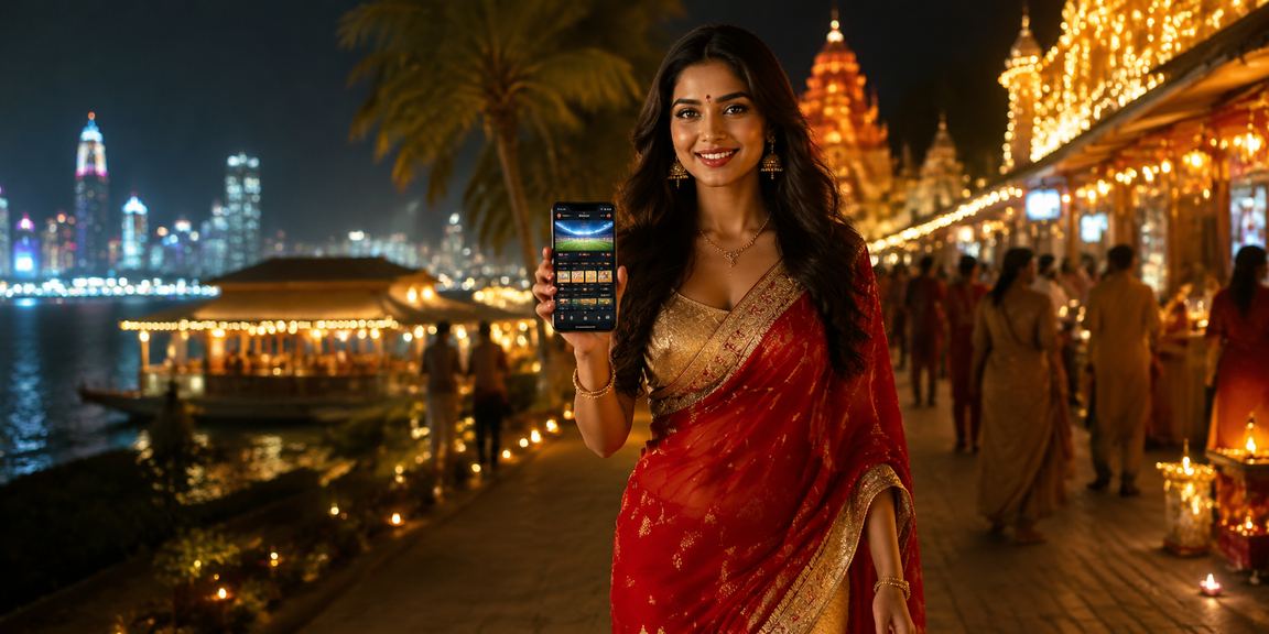 Indian player using casino app during Diwali festival